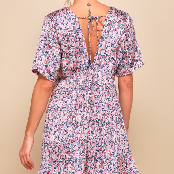 Express Yourself Blush Pink Floral Print Satin Babydoll Dress | Size S - Picture 2 of 5